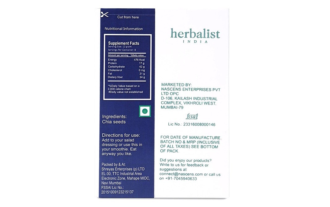Herbalist Chia Seeds    Box  100 grams